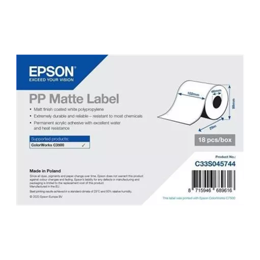 102 mm Plastové Kontinuální spotřební materiál Epson Bílý ( 29 m )