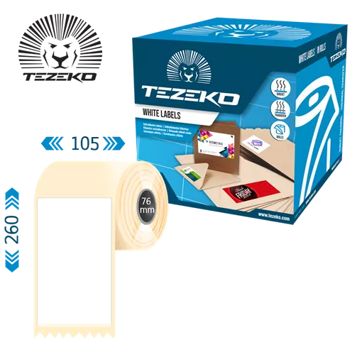 105 mm x 260 mm Papírové Kotoučové etikety Bílý ( 270 etikety/kotúč )
