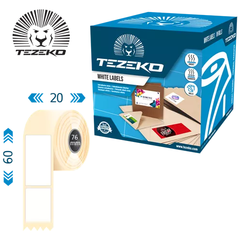20 mm x 60 mm Direct thermal Kotoučové etikety Bílý ( 1000 etikety/kotúč )