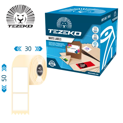 30 mm x 50 mm Direct thermal Kotoučové etikety Bílý ( 500 etikety/kotúč )