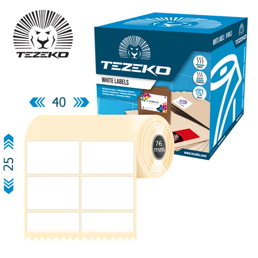 40 mm x 25 mm Direct thermal Kotoučové etikety Bílý ( 10000 etikety/kotúč )