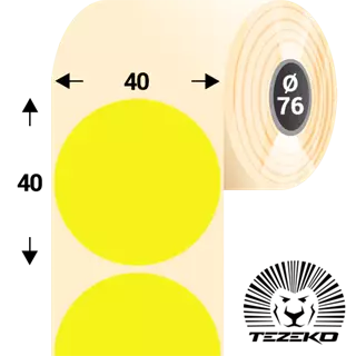 40 mm x 40 mm Papírové Kotoučové etikety Fluo žlutá ( 2750 etikety/kotúč )