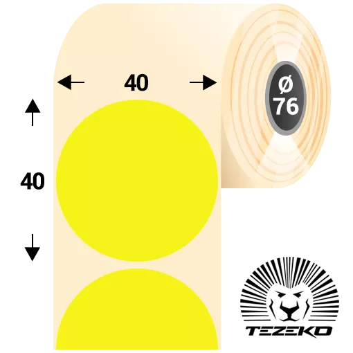 40 mm x 40 mm Papírové Kotoučové etikety Fluo žlutá ( 2750 etikety/kotúč )