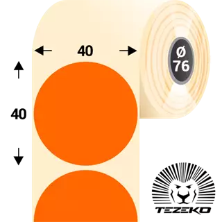 40 mm x 40 mm Papírové Kotoučové etikety Fluo oranžová ( 2750 etikety/kotúč )