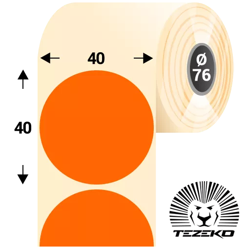 40 mm x 40 mm Papírové Kotoučové etikety Fluo oranžová ( 2750 etikety/kotúč )