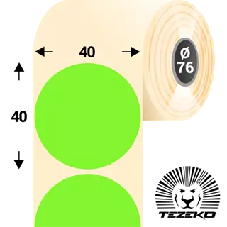40 mm x 40 mm Papírové Kotoučové etikety Fluo zelená ( 2750 etikety/kotúč )