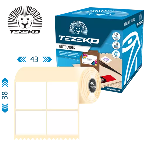 43 mm x 38 mm Direct thermal Kotoučové etikety Bílý ( 1600 etikety/kotúč )