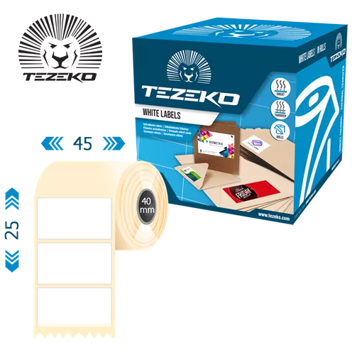 45 mm x 25 mm Direct thermal Kotoučové etikety Bílý ( 1200 etikety/kotúč )