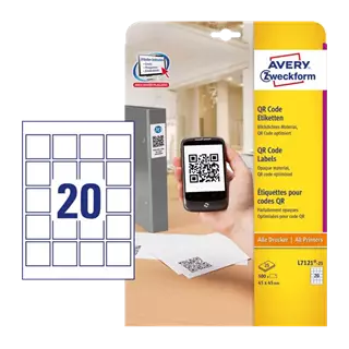 45 mm x 45 mm Papírové A4 print etiketa Avery Zweckform Bílý ( 25 hárkov/balenie )