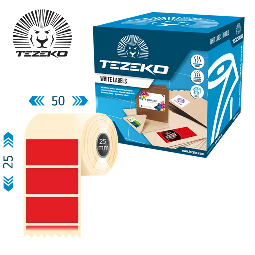 50 mm x 25 mm Direct thermal Kotoučové etikety Červená ( 2500 etikety/kotúč )
