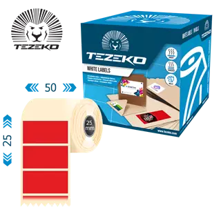 50 mm x 25 mm Direct thermal Kotoučové etikety Červená ( 2500 etikety/kotúč )