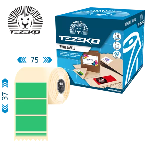 75 mm x 37 mm Direct thermal Kotoučové etikety Zelená ( 1000 etikety/kotúč ) 75 mm x 37 mm Direct thermal Kotoučové etikety Zelená ( 1000 etikety/kotúč ) T0750003700-019