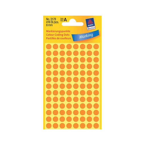8 mm x 8 mm Papírové A4 print etiketa Avery Zweckform Neonově oranžová ( 4 hárkov/balenie )