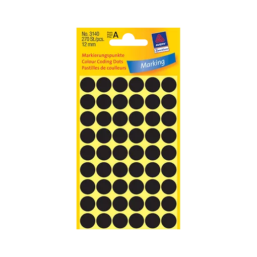 12 mm x 12 mm Papírové A4 print etiketa Avery Zweckform Černá ( 5 hárkov/balenie )