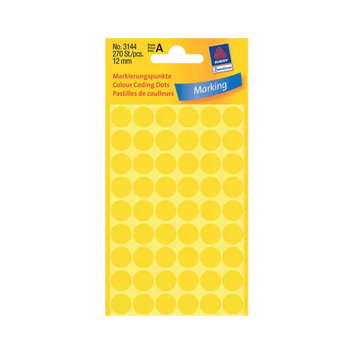 12 mm x 12 mm Papírové A4 print etiketa Avery Zweckform Žlutá ( 5 hárkov/balenie )
