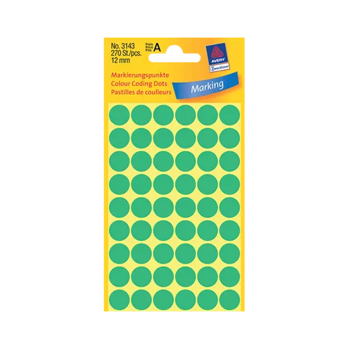 12 mm x 12 mm Papírové A4 print etiketa Avery Zweckform Zelená ( 5 hárkov/balenie )