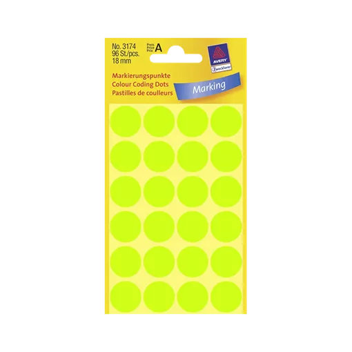 18 mm x 18 mm Papírové A4 print etiketa Avery Zweckform Neonová zelená ( 4 hárkov/balenie )
