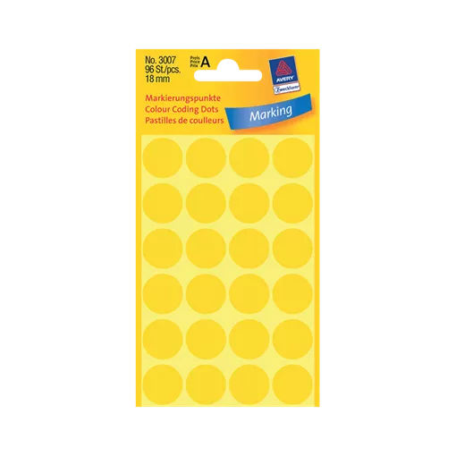 18 mm x 18 mm Papírové A4 print etiketa Avery Zweckform Žlutá ( 4 hárkov/balenie )