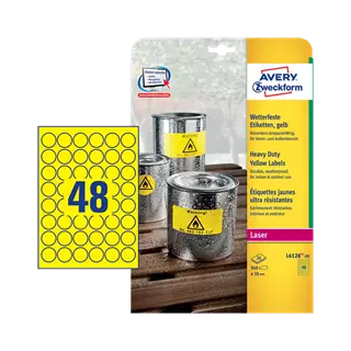 30 mm x 30 mm Plastové A4 print etiketa Avery Zweckform Žlutá ( 20 hárkov/balenie )