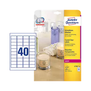45.7 mm x 25.4 mm Plastové A4 print etiketa Avery Zweckform Transparentní ( 25 hárkov/balenie )