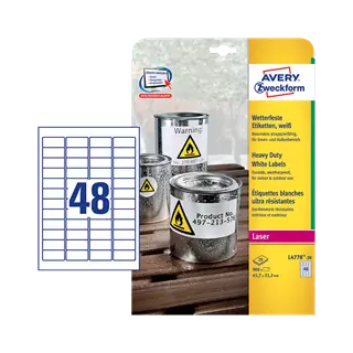 45.7 mm x 21.2 mm Plastové A4 print etiketa Avery Zweckform Bílý ( 20 hárkov/balenie )