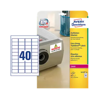 45.7 mm x 25.4 mm Plastové A4 print etiketa Avery Zweckform Bílý ( 20 hárkov/balenie )