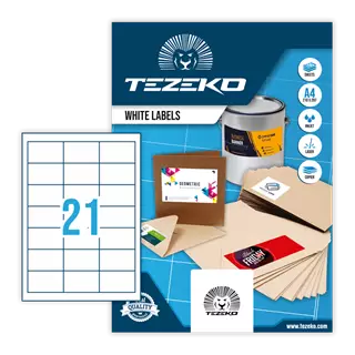 63.5 mm x 38.1 mm Papírové A4 print etiketa Tezeko Bílý ( 100 hárkov/balenie )