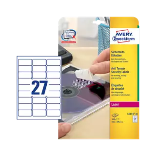 63.5 mm x 29.6 mm Plastové A4 print etiketa Avery Zweckform Bílý ( 20 hárkov/balenie )