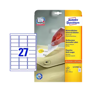 63.5 mm x 29.6 mm Papírové A4 print etiketa Avery Zweckform Bílý ( 10 hárkov/balenie )