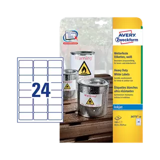 63.5 mm x 33.9 mm Plastové A4 print etiketa Avery Zweckform Bílý ( 10 hárkov/balenie )