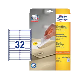 96 mm x 16.9 mm Papírové A4 print etiketa Avery Zweckform Bílý ( 25 hárkov/balenie )