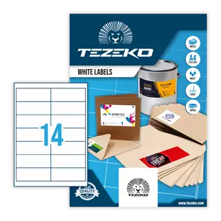 99 mm x 38 mm Papírové A4 print etiketa Tezeko Bílý ( 100 hárkov/balenie )
