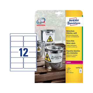 99.1 mm x 42.3 mm Plastové A4 print etiketa Avery Zweckform Bílý ( 20 hárkov/balenie )