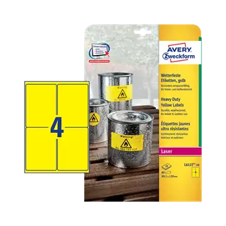 99.1 mm x 139 mm Plastové A4 print etiketa Avery Zweckform Žlutá ( 20 hárkov/balenie )