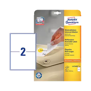 199.6 mm x 143.5 mm Papírové A4 print etiketa Avery Zweckform Bílý ( 25 hárkov/balenie )