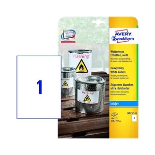 210 mm x 297 mm Plastové A4 print etiketa Avery Zweckform Bílý ( 10 hárkov/balenie )