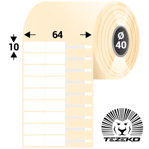 64 mm x 10 mm Plastové Kotoučové etikety Bílý ( 3500 etikety/kotúč )