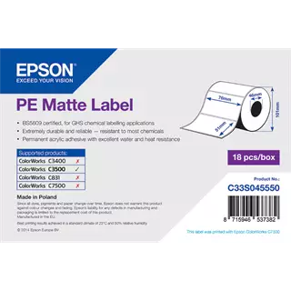 76 mm x 51 mm Plastové Kotoučové etikety Bílý ( 535 etikety/kotúč )