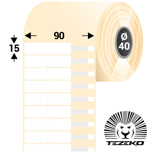 90 mm x 15 mm Plastové Kotoučové etikety Bílý ( 4300 etikety/kotúč )